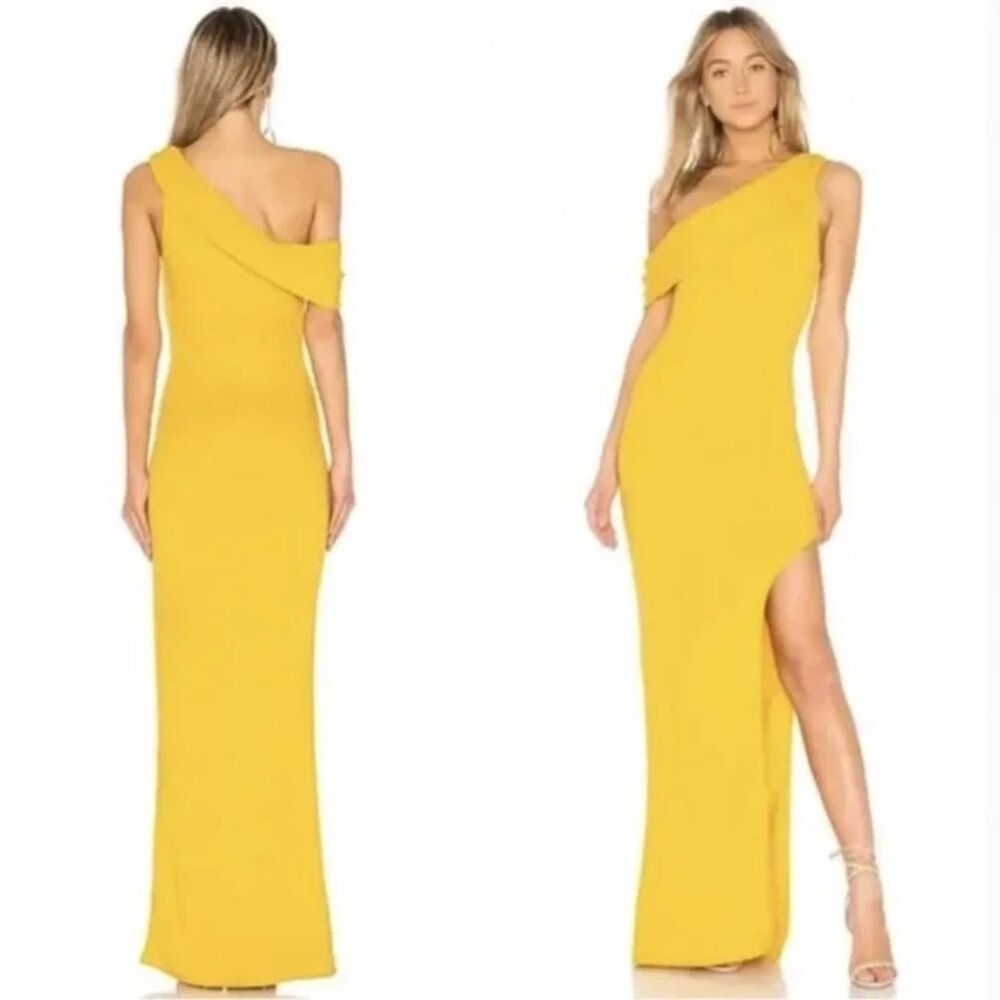Lovers + friends off the shoulder marigold gown XS